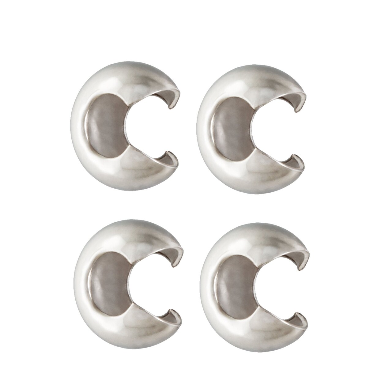 JewelrySupply Sterling Silver Crimp Covers 3mm - 4 Pack Jewelry Making Supplies Crimp Bead Covers for Bracelet Necklace DIY Findings
